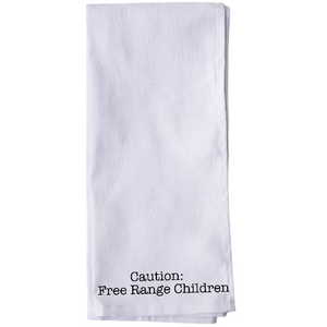 Caution Free Range Children Tea Towel